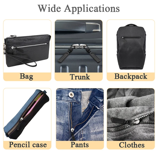 Zipper Pull Replacement Slider 4pcs Universal Metal Handle Mend Fixer Zipper Tab Repair Kit for Suitcases Luggage Jacket Backpacks Wallet Coat Purse