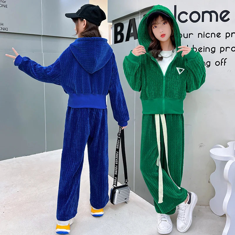 

Girls /Boys Suit Coat +Pants Cotton 2Pcs/Sets 2022 Charming Spring Autumn Thicken Teenager Warm Kid Outdoor Children Clothing