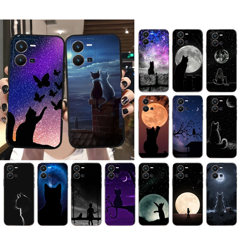 

Cat Moon Star Night Case For VIVO V17NEO Y95 Y91 Y93 Y5S U3 V20SE V21E Y21 Y31 Y35 Y11 Y10 Y19 Y12 Y15 Y17 Y72 Y52 Y70 Y75