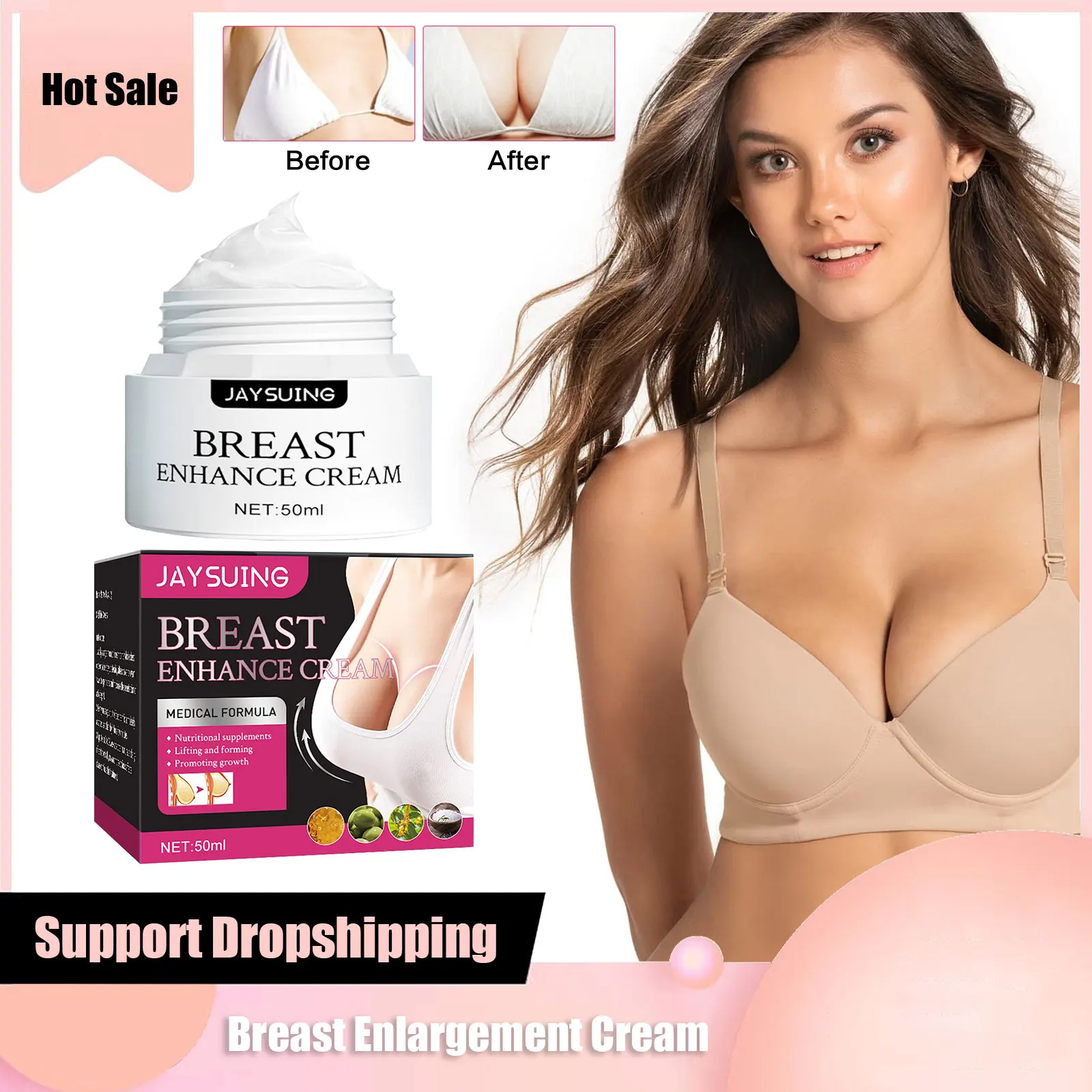 Breast Enlargement Cream Chest Enhancement Elasticity Plump Growth Massage Lifting Firming Improve Sagging Chest Growth Lotion