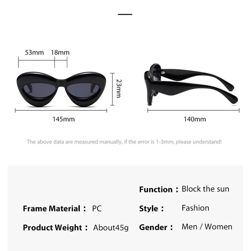 Y2K Vintage Cat Eye Sunglasses Women For Men New Fashion Luxury Brand Designer Funny Lip Sun Glasses Trend Punk Big Frame Shades