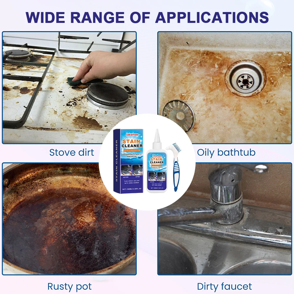 Mold Remover with Brush Quick Acting Stain Remover Gel for Bathroom Washing Machine Refrigerator Strip Kitchen Cleaner Gel stain remover pen bathroom cleaner mold remover gel