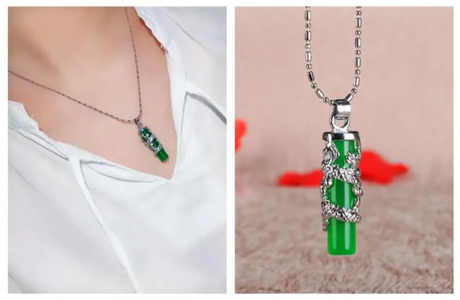 Pendant Necklace 925 Silver Natural Hetian Jade for Women