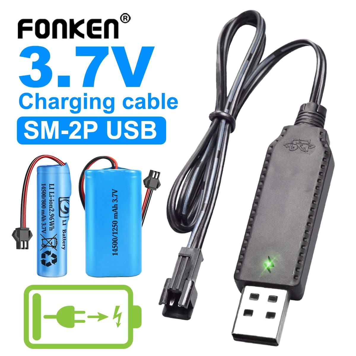 ECSiNG – 2 Câbles Chargeur USB SM-2P Pour Batterie Li-Po 3.7V – Entrée 5V, Sortie 400mA, Longueur 61.6 Cm – Pour Voitures Et Bateaux RC