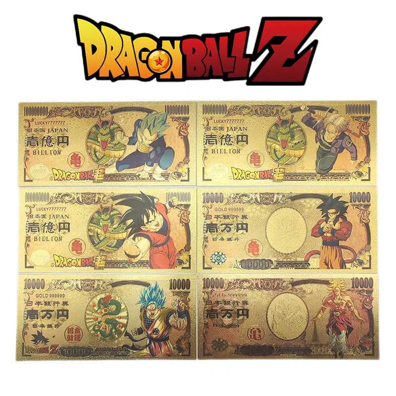 

Dragon Ball Z Manga Anime Goku Vegeta Figure Collection Gold Commemorative Banknote Peripherals Toys Best Gifts