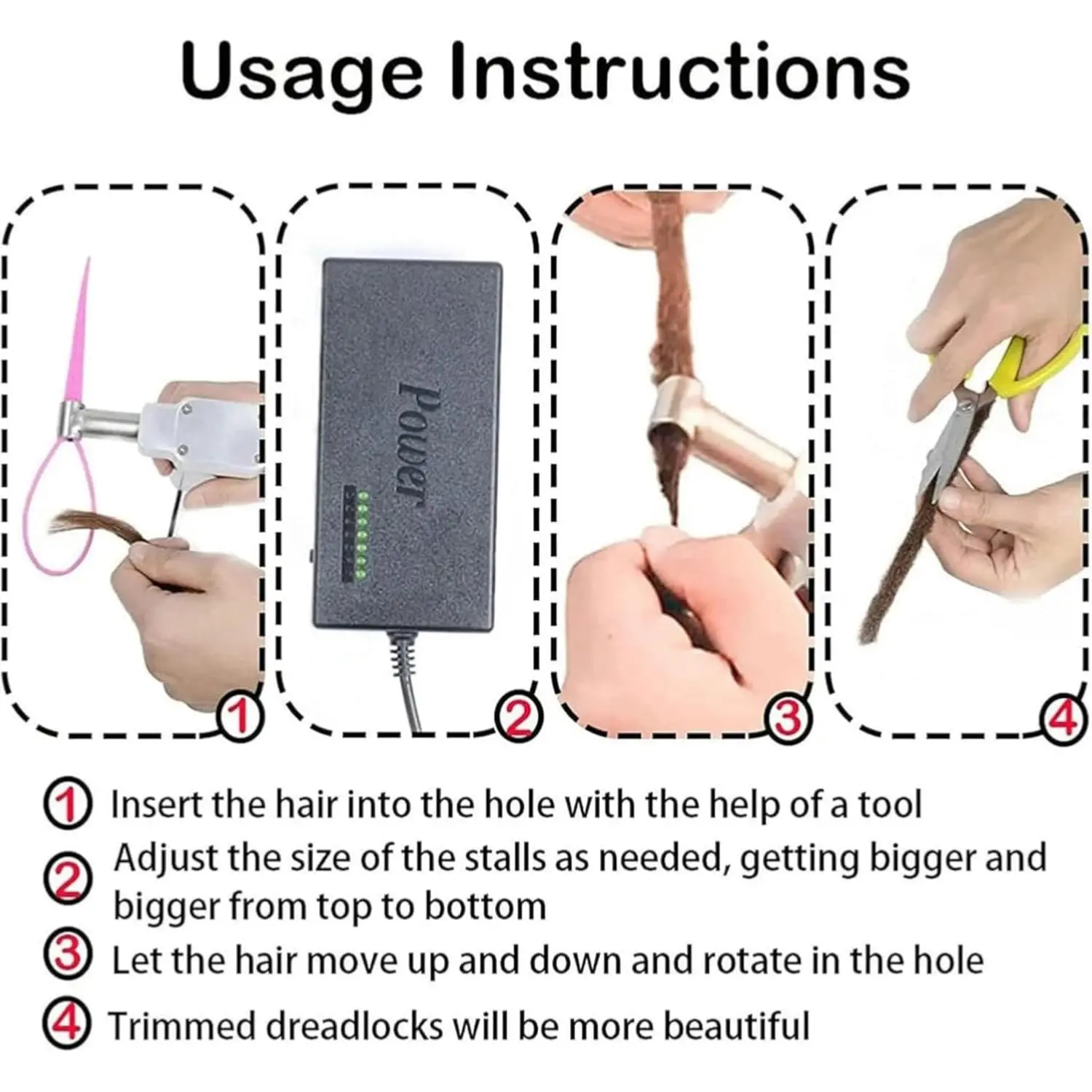 Dreadlock Crochet Braids Hair Making Machine with 20 Automatic Needles - Electric Portable DIY Dreadlocks Maker for Extensions 3