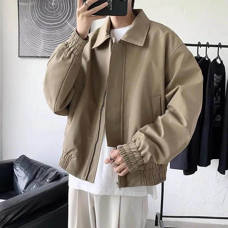 Autumn Winter Fashion Harajuku All Match Tops Men Loose Casual Jacket Pockets Long Sleeve Cardigan Outerwear Button Male Clothes autumn trousers sports spring sweatpants pockets slim male pants great breathable autumn trousers for home