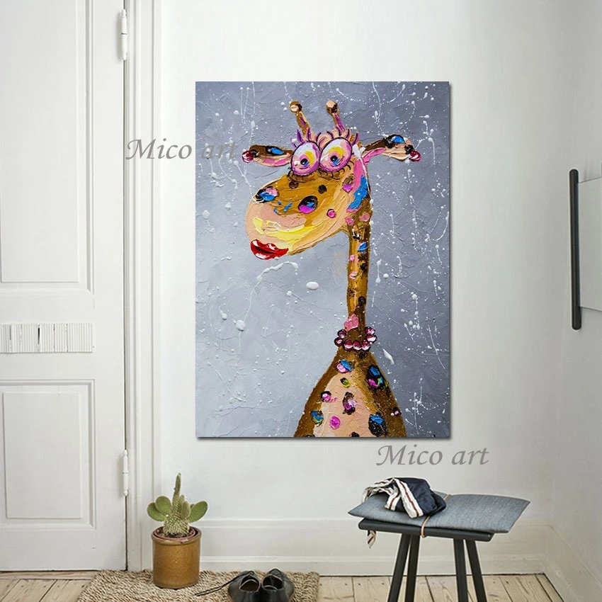 

Home Goods Wall Art Canvas Painting Frameless Acrylic Animal Hand Drawing Art Picture Decor 3d Abstract Painting Of Giraffes
