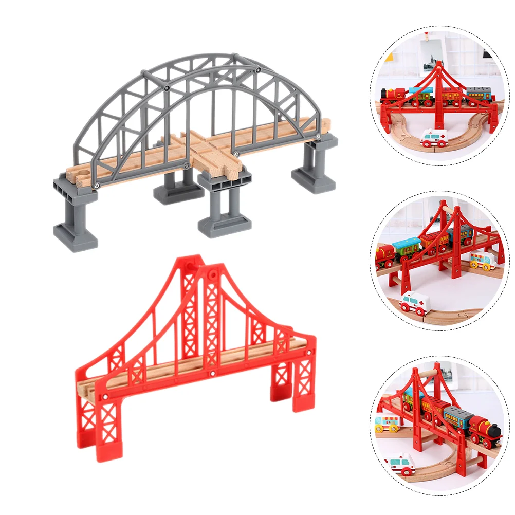 

2 Pcs Trains Bridge Track The Cross Toy Replacement Model Plastic DIY Accessory Railway Playthings Educational Toys