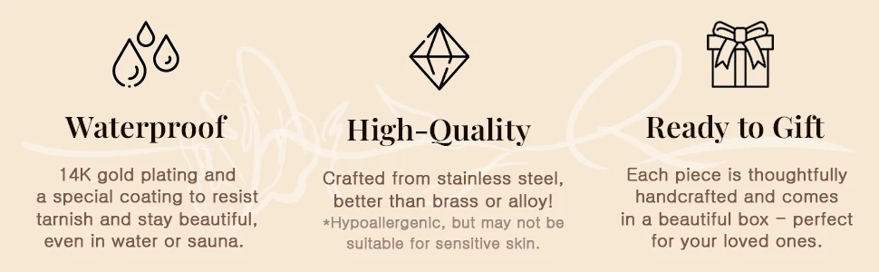 waterproof tarnish resistant, made of high quality stainless steel, ready to gift beautiful jewelry