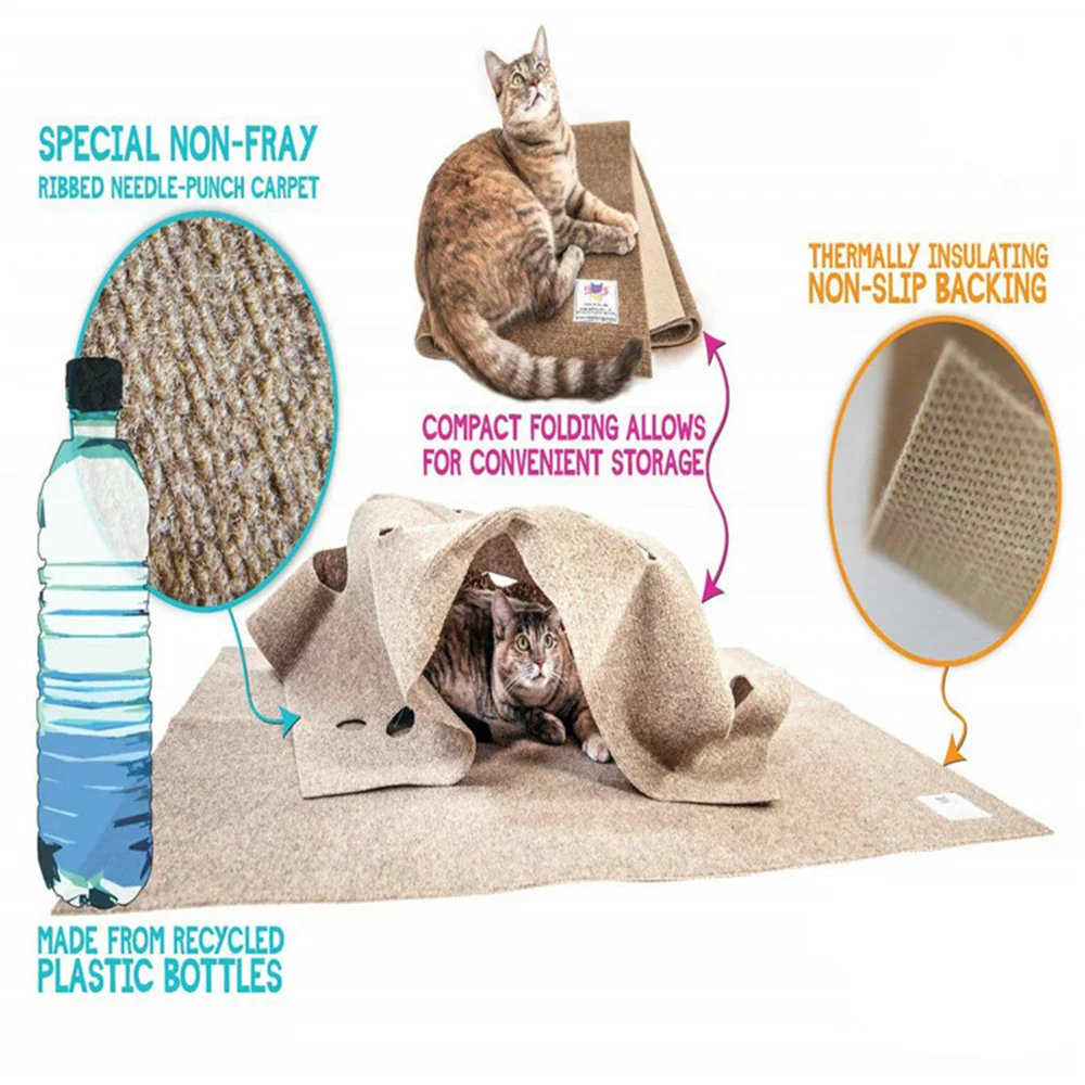 Cat Activity Play Mat Scratch-Resistant Kitten Cat Hiding House 100*100cm Cat  Play Mat With Holes Pet Supplies Accessories - AliExpress