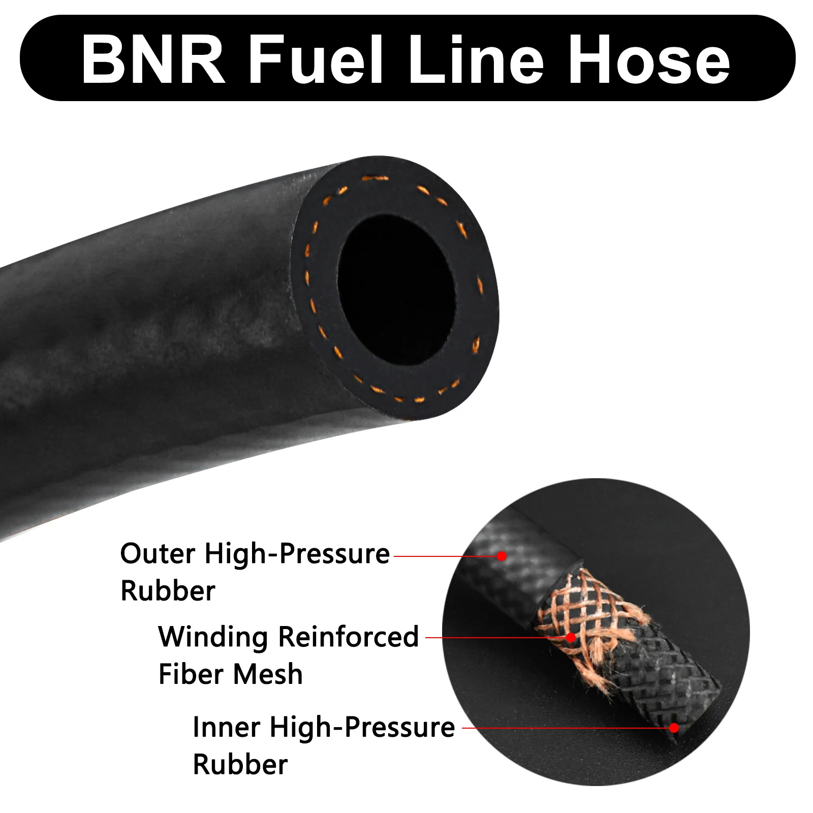 3/8 Fuel Line Hose NBR Rubber 10FT 200PSI J30R7 for Fuel Systems Engines Tube Hose
