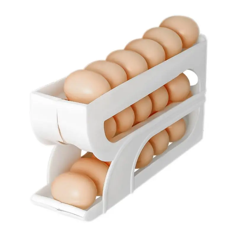 Egg Dispenser 3-Tier Egg Roller for Refrigerator Space-Saving Egg Organizer Container Egg Tray for Cabinet Kitchen Countertop 2