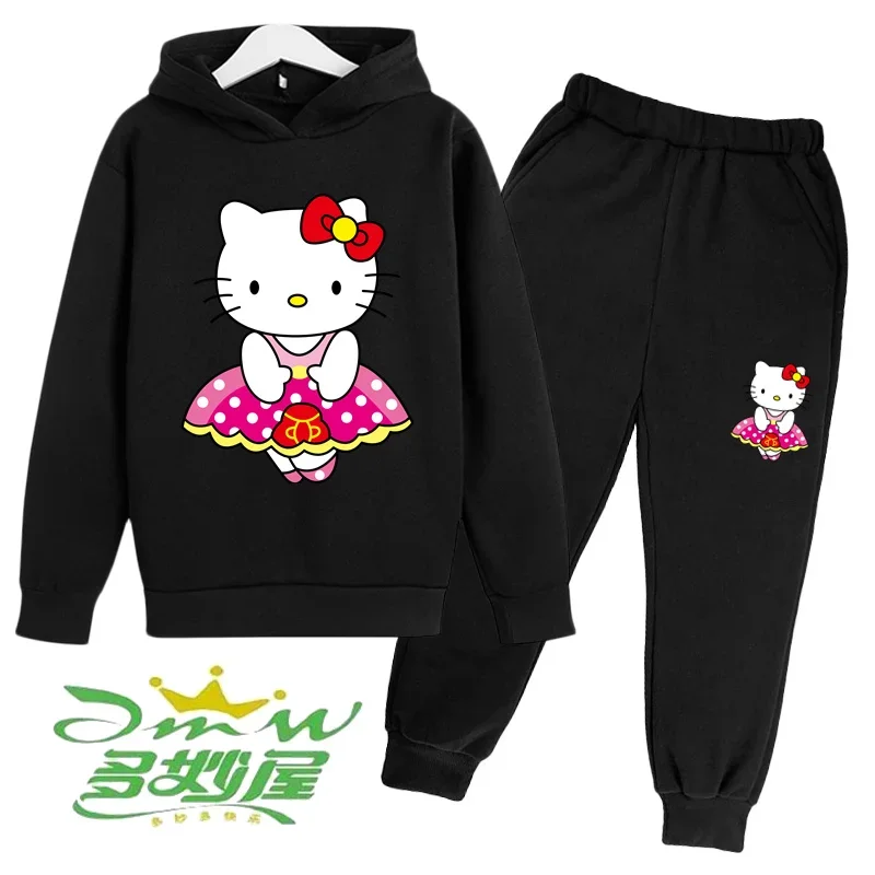 

Christmas gift Hellokitty cartoon Children's Set Boys Girls Autumn Winter warm fashion Kawaii Children's set Cute Baby 2023