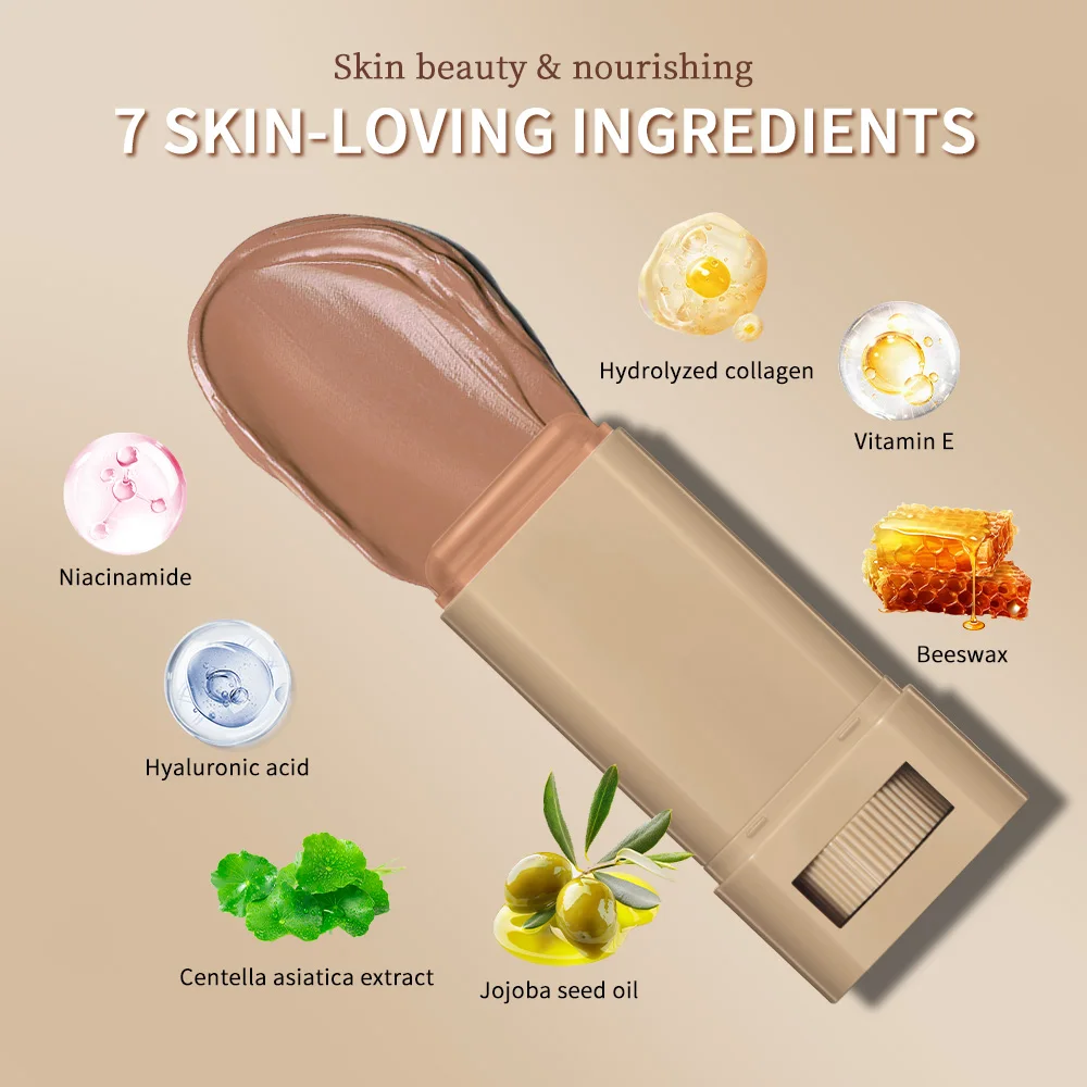 Foundation Stick  Serum Boosted Skin Tint Balm Silky Texture Moisturizing Coverage Plumper Natural Even Skin Tone Travel Makeup 6