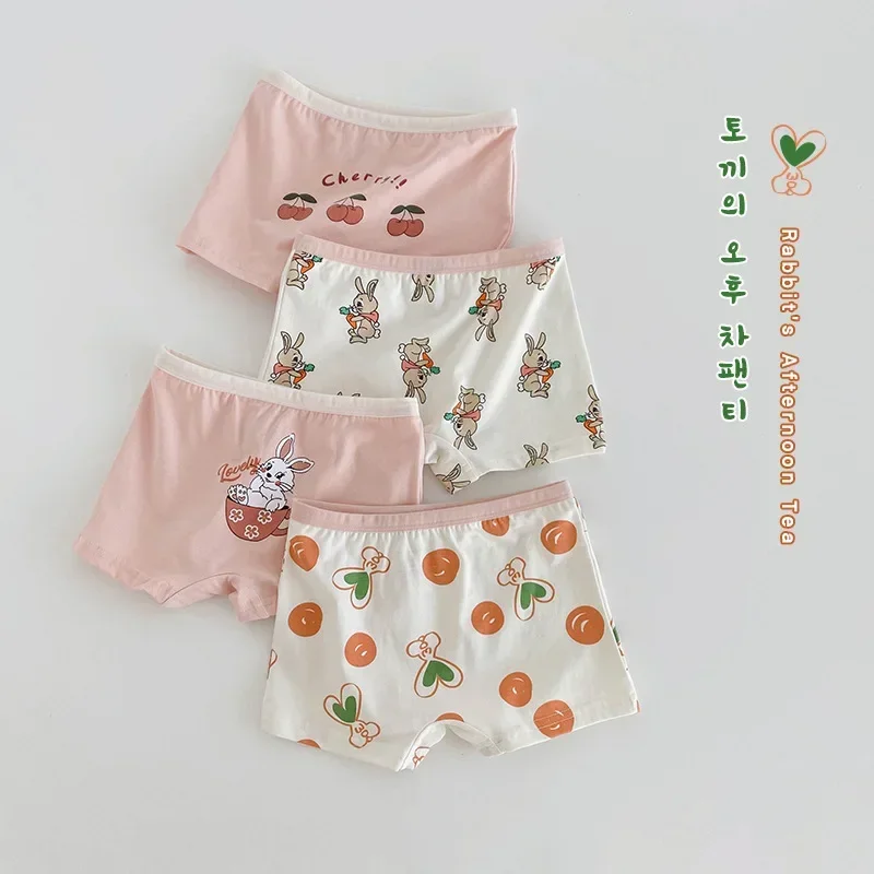 

N110 Children's Autumn Cartoon Rabbit Four Shorts Pure Cotton Cute Girls Underwear New Breathable