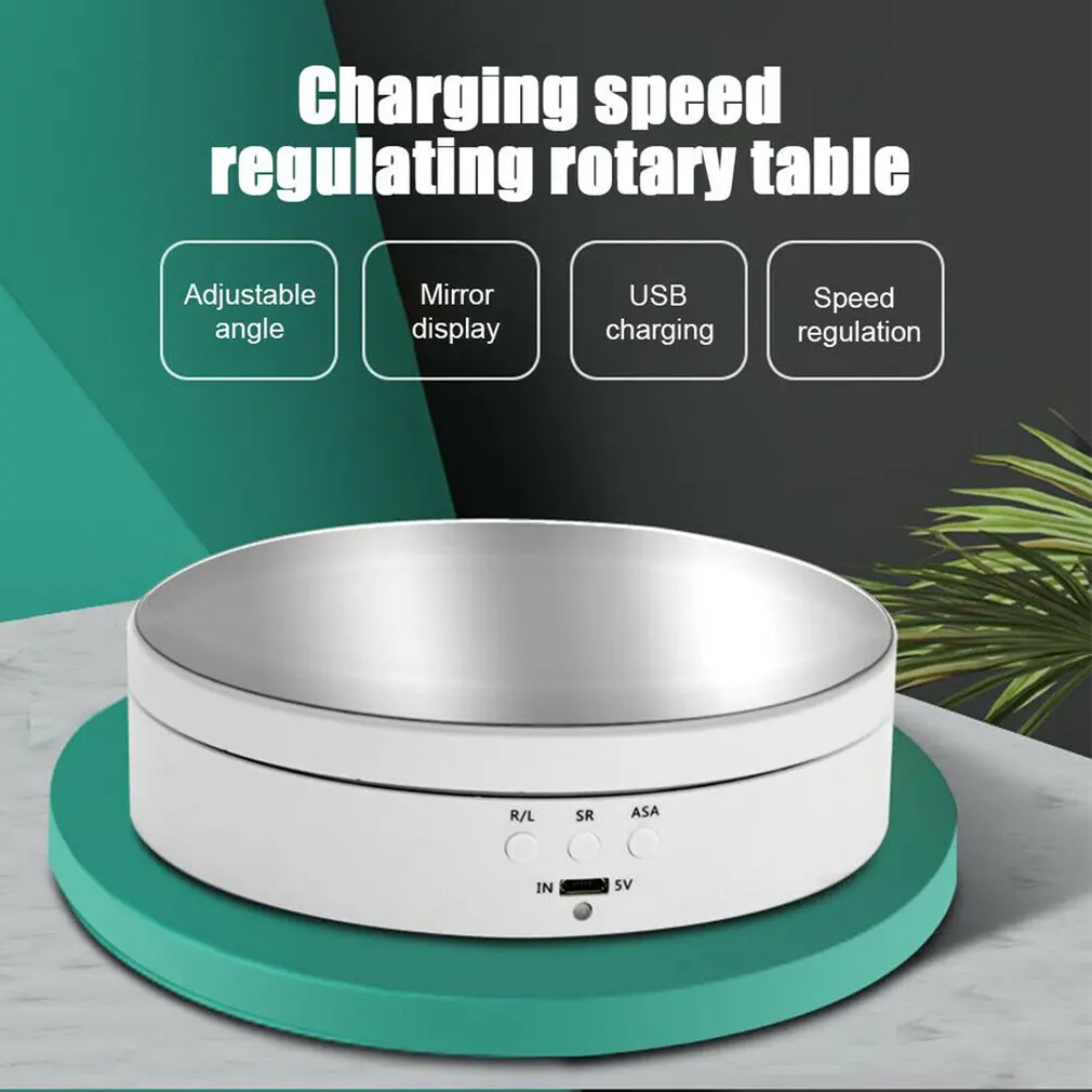 3 Speeds Electric Rotating Display Stand 360 Degree Turntable Jewelry  Holder Battery/USB Power for Photography Shooting