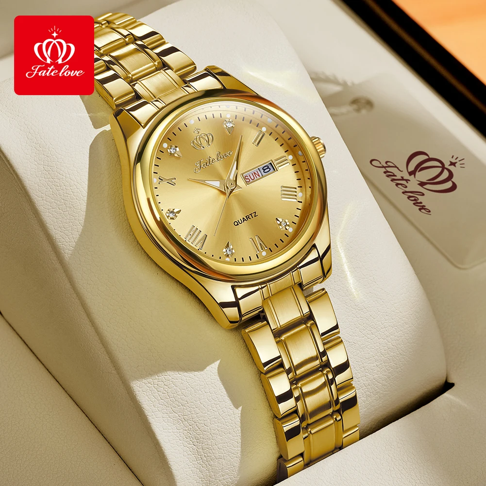 FATE LOVE 819 Luxury Quartz Watch for Women Stainless Steel Waterproof Classics Wristwatch for Lady Bracelet Sets Women Watch 2