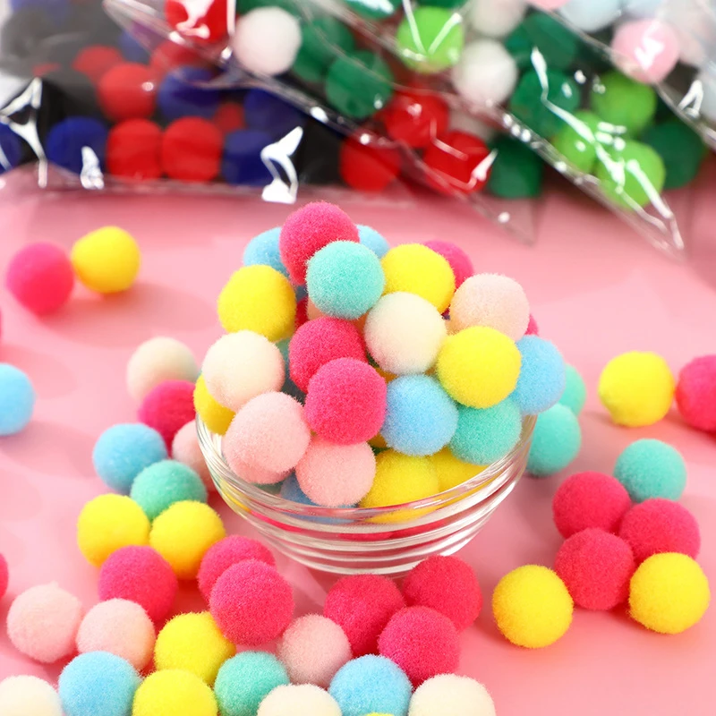 100 개/몫 마카롱 폼폼 푹신한 공 10mm Coloful 플러시 볼 수제 공예 헤어 밴드 재료 액세서리 DIY 장식 장난감
