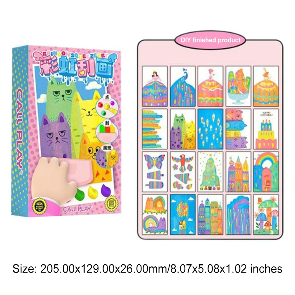 Squeegee Art Kids Paint Kit Childrens Painting Crafts Creativity Set Drawing Papers for Kids Boys Girls Birthday Christmas Gifts 6