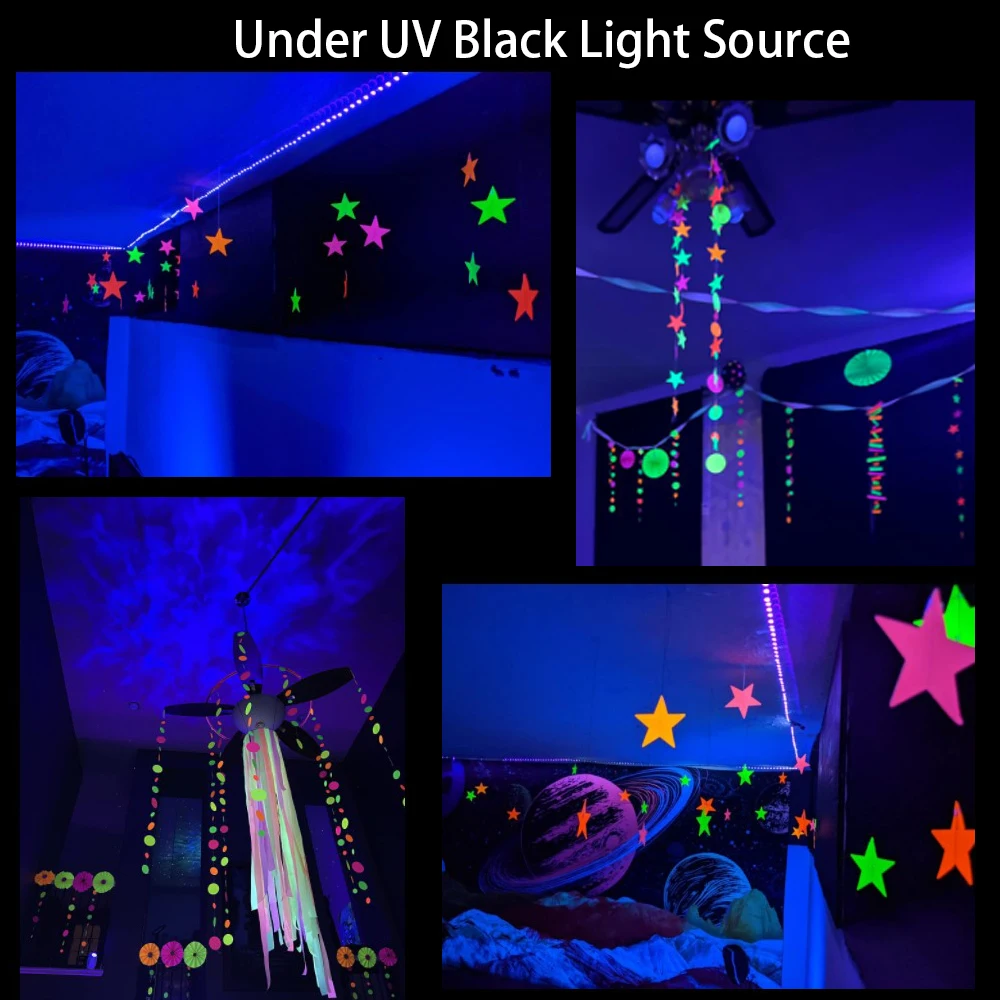 Glow in The Dark Neon Streamers Garlands Kit, Dance Party Black Light UV  Reactive Florescent in Decorations Backdrop - AliExpress