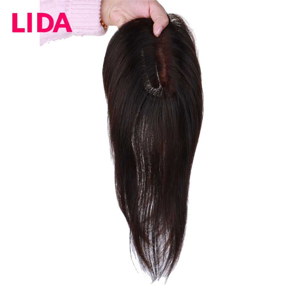 Silk Base Closure 5.5*6 Human Hair Wig Top Clip In Hair Pieces Straight Cover White Loss For Women Remy Natural Color