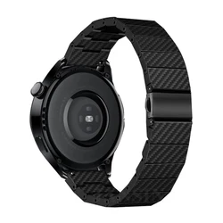 Carbon Fiber Watch Strap, 20mm/22mm Adjustable Band for 22mm (Black)