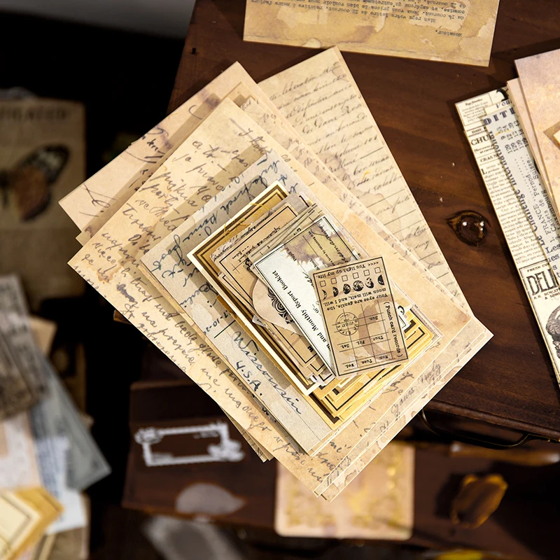 Journamm 100pcs/pack Vintage Memo Paper Kit DIY Scrapbooking School Supplies Junk Journal Collage Photo Album Aesth Notes Paper 4