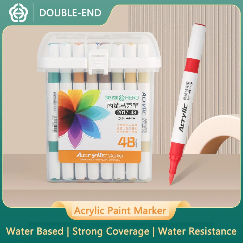 12/24/36/48 Colors Double Ended  Acrylic Markers Acrylic Painting  Set  Paint for Fabric Canvas Crafts  Stone Art Supplies kids 12 24 36 48 colors double ended acrylic markers acrylic painting set paint for fabric canvas crafts stone art supplies kids