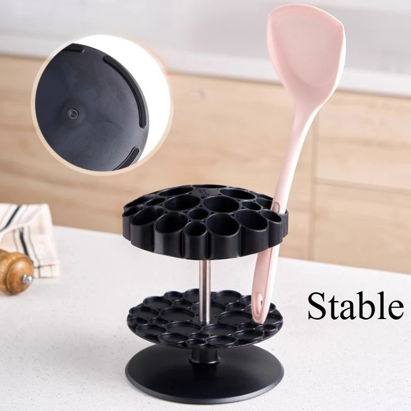 360° Rotating Utensil Holder,Kitchen Storage Rack , Multi-Compartment Design for spatula, spoon, shovel, kitchenware & More