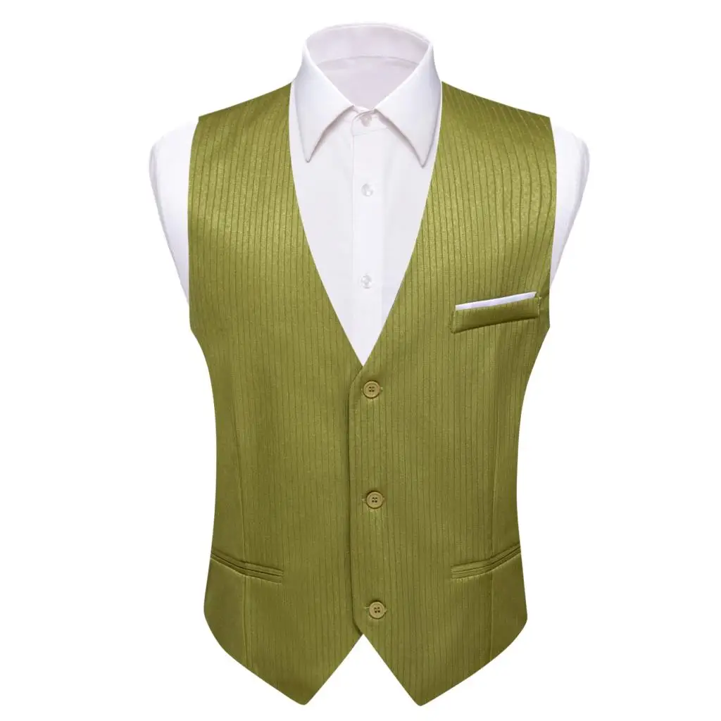 

Designer Vest for Men Silk Yellow Green Solid Slim Fit Waistcoat Sleeveless Jacket Weddding Business Formal Male Tops Barry Wang