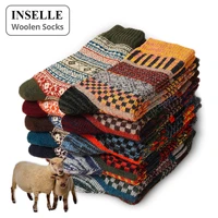 INSELLE 20/10/5/1 double winter men's socks thickened wool socks warm men's vintage style men's socks for snow boots