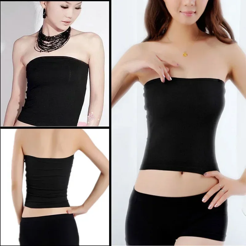 Tube Top Women Corset Fashion Basic Layering Shapewear Stretch Plain Strapless Seamless Sleeveless Tee Crop Top Undershirt women tube tops