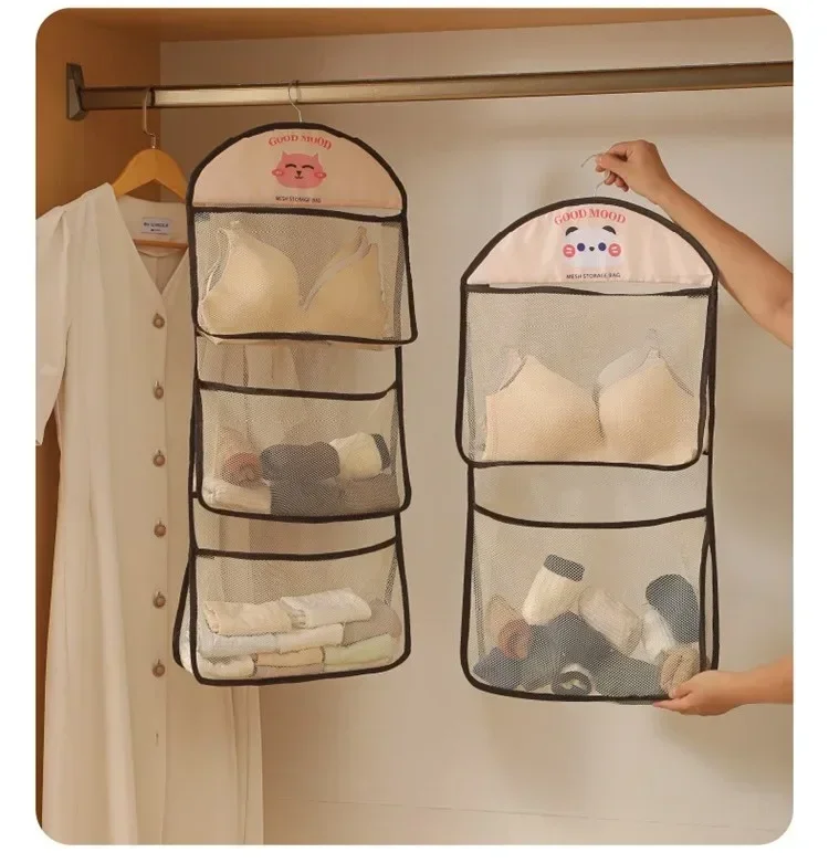 Large Capacity Cartoon Wall mounted sundry Mesh Bag Portable Toy Clothes sock collating Organizer Net Bathroom Storage Mesh Bag