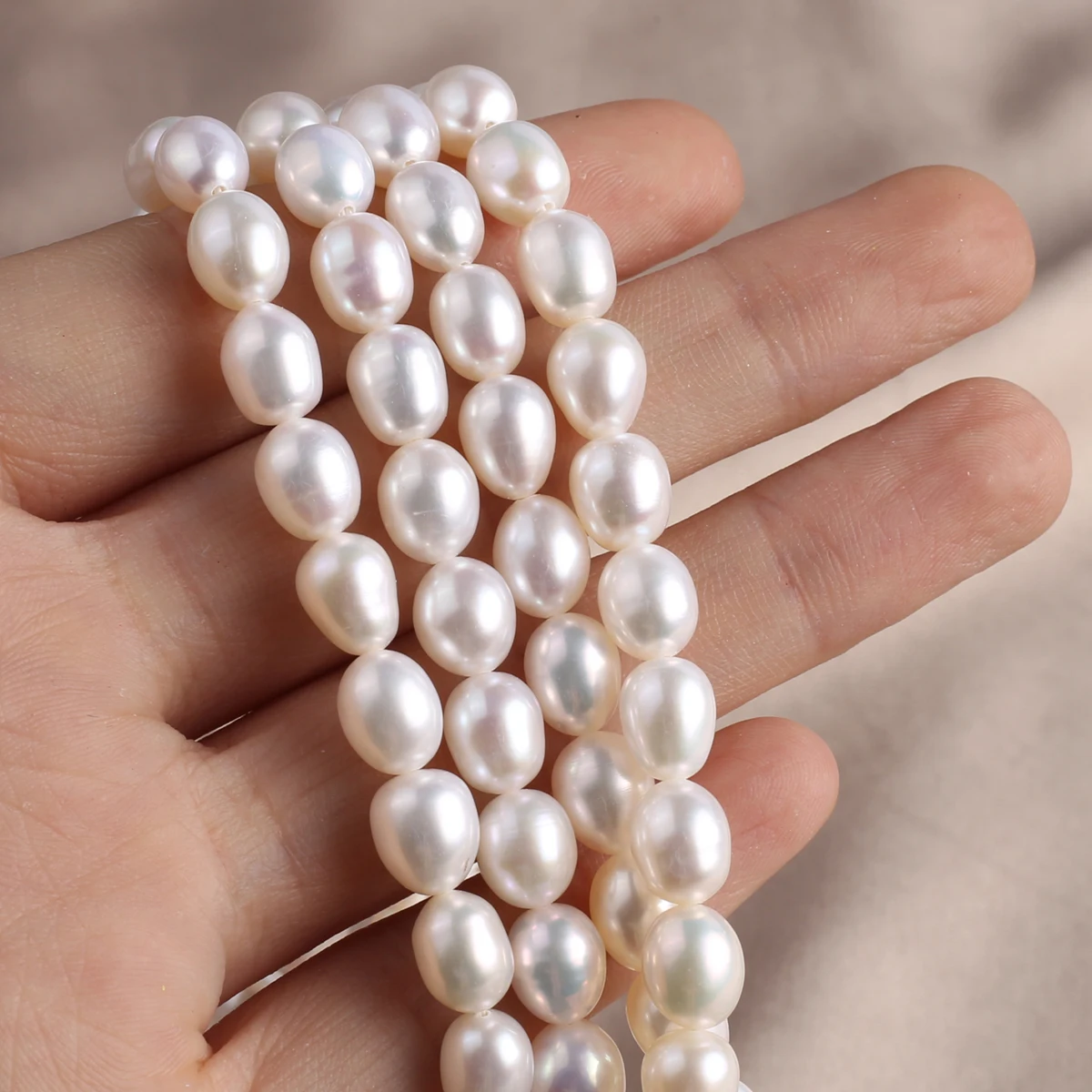 Natural Freshwater Culture Pearl Beads Punch White Smooth Oval Bead for Jewelry Making Diy Necklace Bracelet Accessories