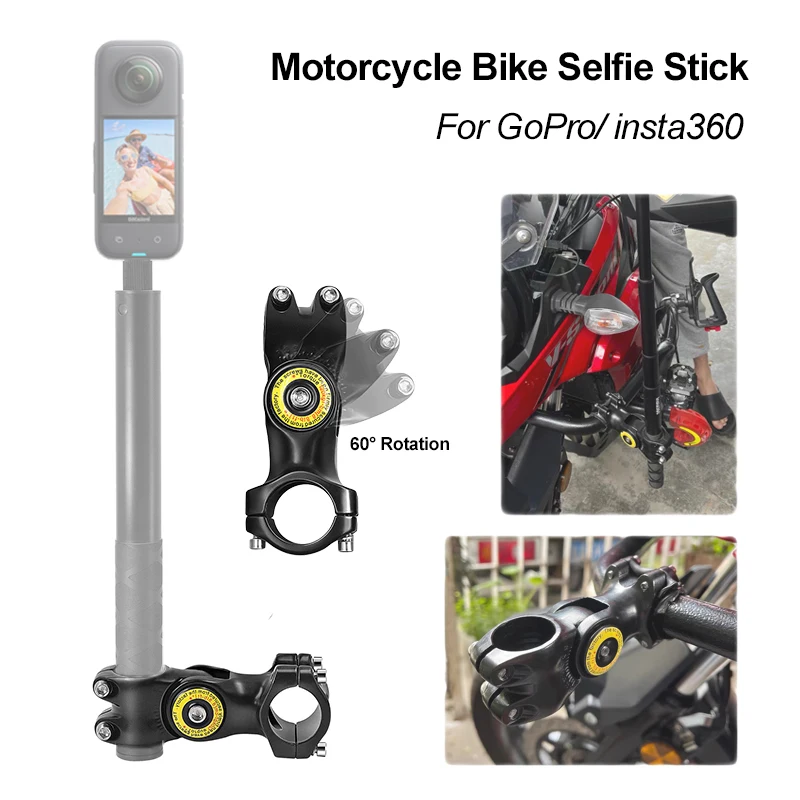 

Motorcycle Bike Adjustable stem Handlebar Mount Invisible Selfie Stick Bicycle Monopod for GoPro insta360 x2 Camera Accessories