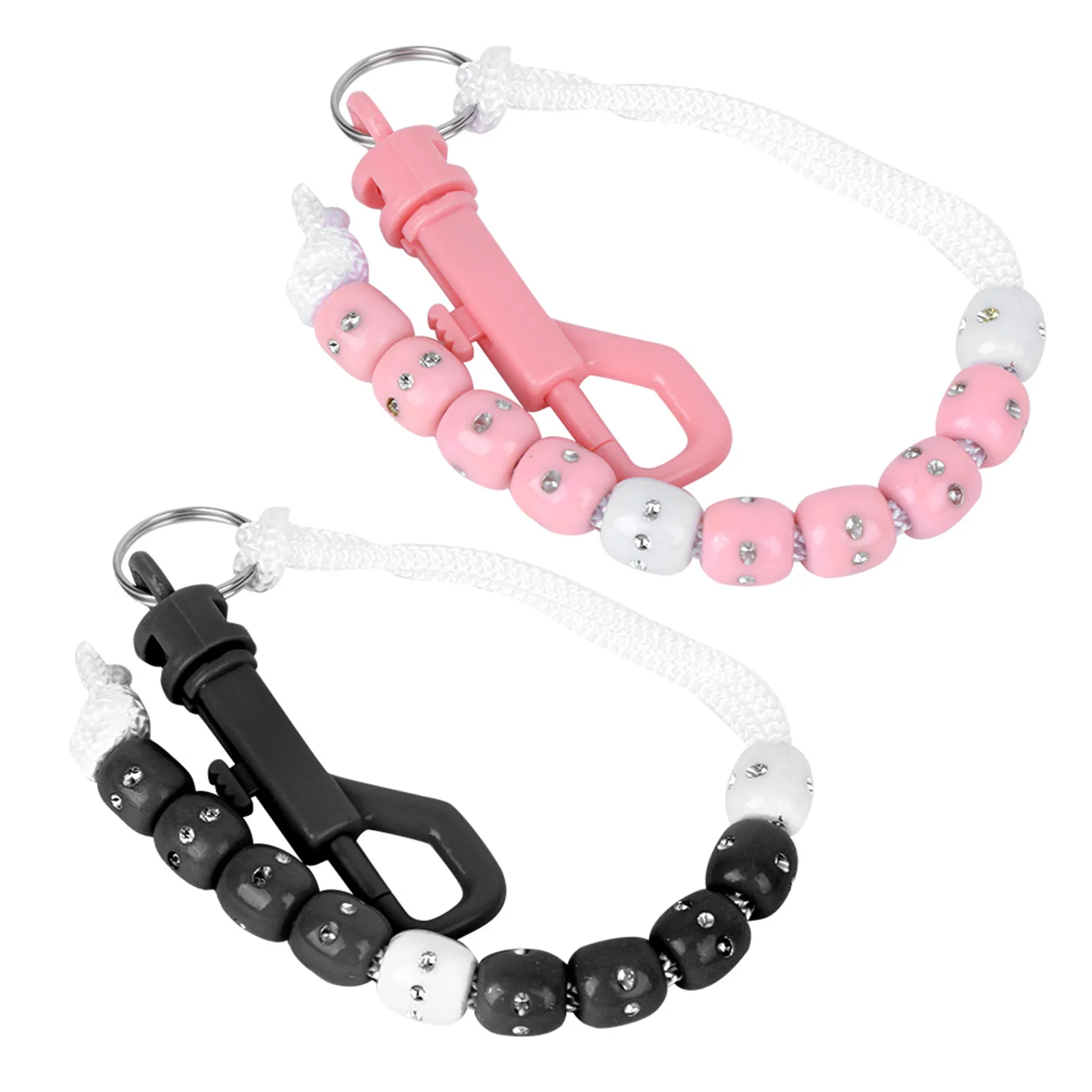 Golf Bead Chain Score Counter Nylon with Artificial Shining Stone Golf Supplies Black Pink Supplies