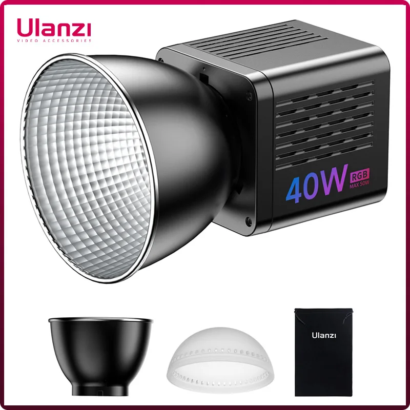 

Ulanzi L024 40W RGB Full Color COB Video Light Mini Bowens Mount COB Light 2500-6500K 3400mAh LED Video Light for Photography