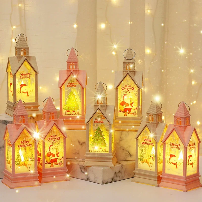

Christmas Castle LED Light Fairy LED Lamp Indoor Desktop Decors Christmas Party Decoration Lantern Ornaments Xmas New Year Gifts