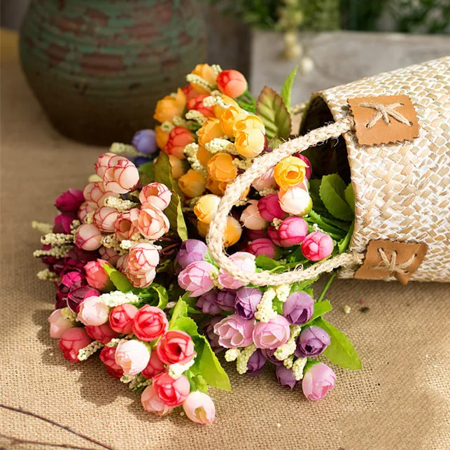 Elegant Small Bouquet of Artificial Silk Rose Flowers for Home, Party, and Wedding Decor