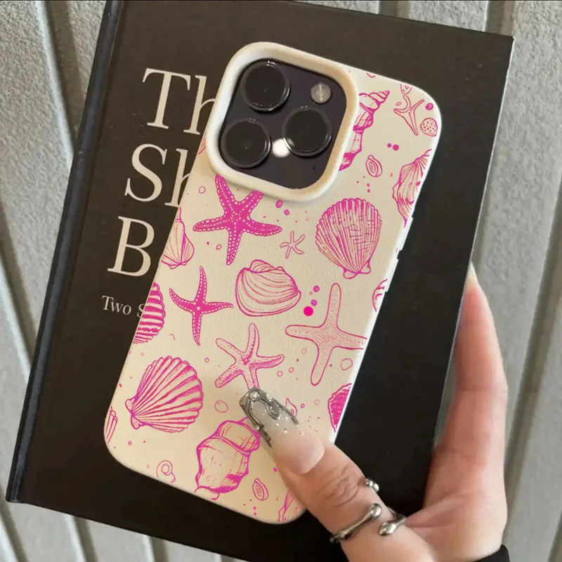 Marine Element Shockproof Mobile Phone Case with Sea Shell and Starfish Pattern