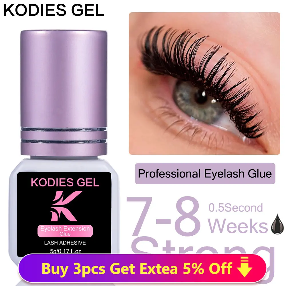 Kodies Gel Extra Strong Eyelash Glue Extension Supplies 5g 0.5 Second