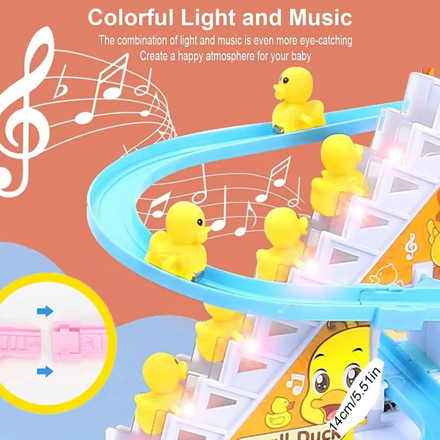 Little Duck Climbing Stairs, Electric Track, Music Slide