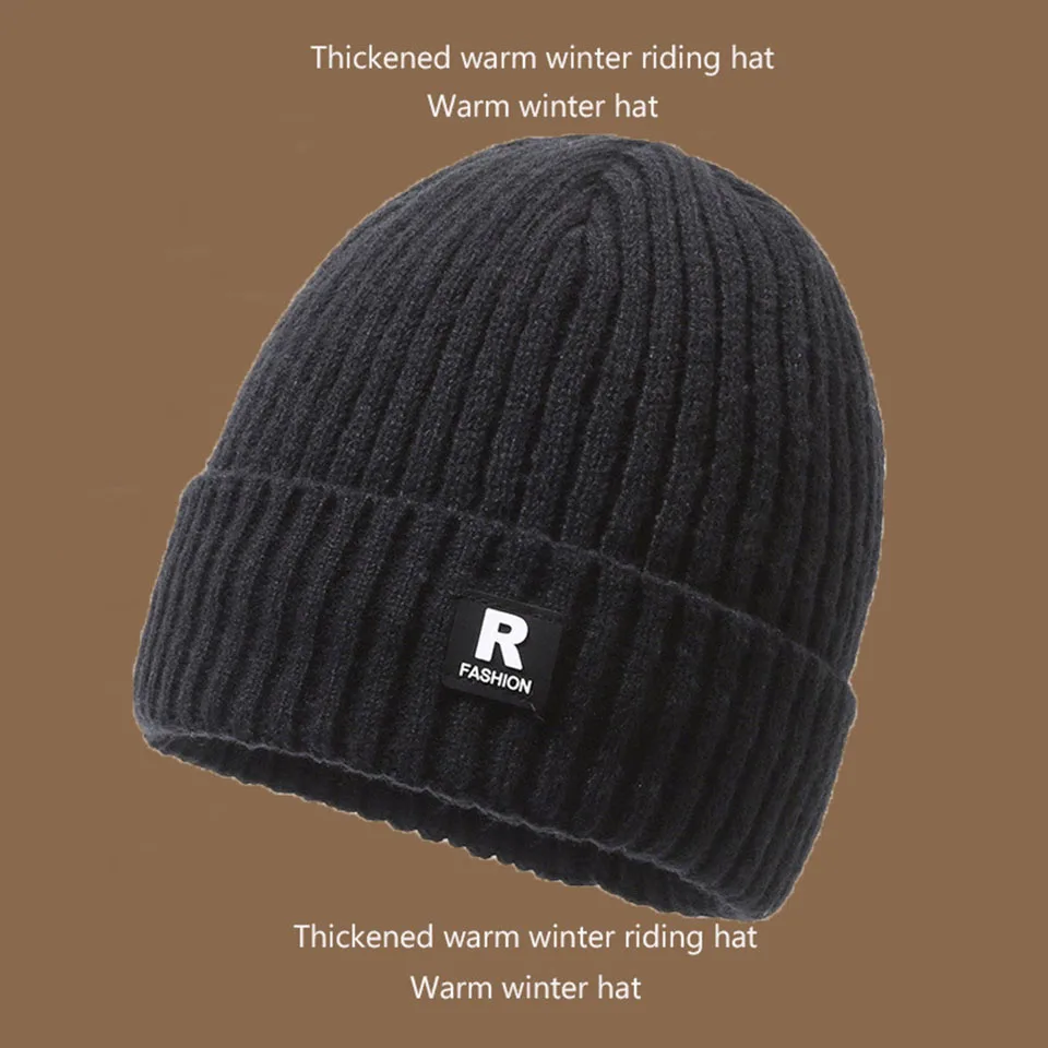 Winter Hat Men Knitted Anti-cold Padded