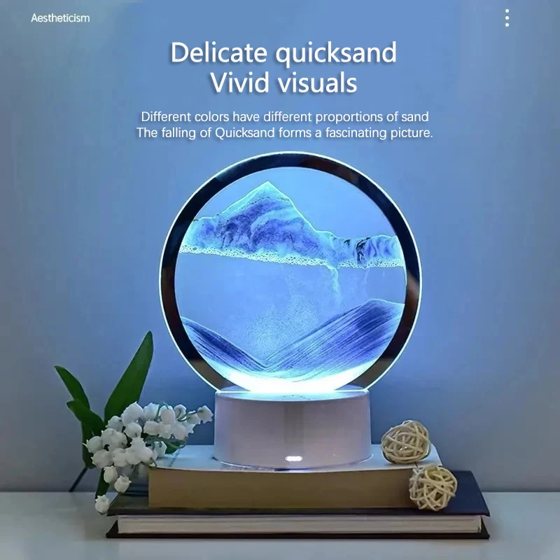Multicolor Hourglass Light with 3D Moving Sand Art and Deep Sea Display
