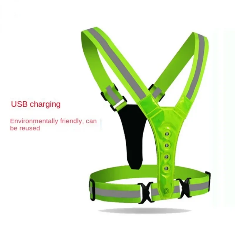 Motorcycle Motocross Reflective Vest Clothing Adjustable Safety Elasticity Clothing Night Cycling LED Lights