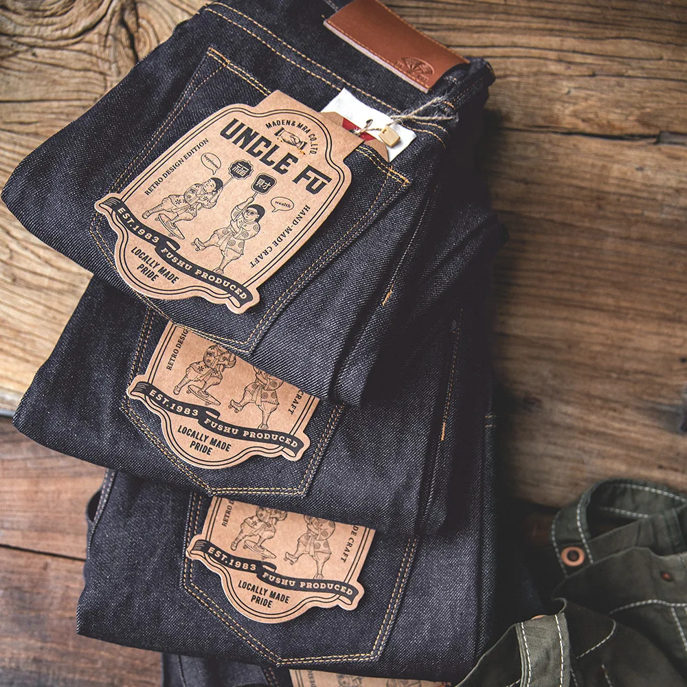 Maden Retro 11.6oz Selvedge Raw Denim Jeans Regular Fit Cotton Pants for Men with Zip Fly High Quality Versatile Trousers 5