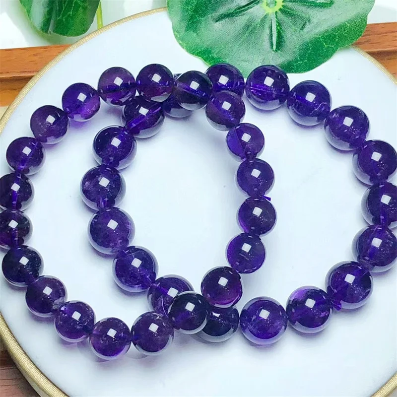 

Natural Amethyst Circle Bracelet Purple Crystal Dream Reiki Gem Stone Round Beads Bracelets Jewelry Couple Gifts 9/10MM