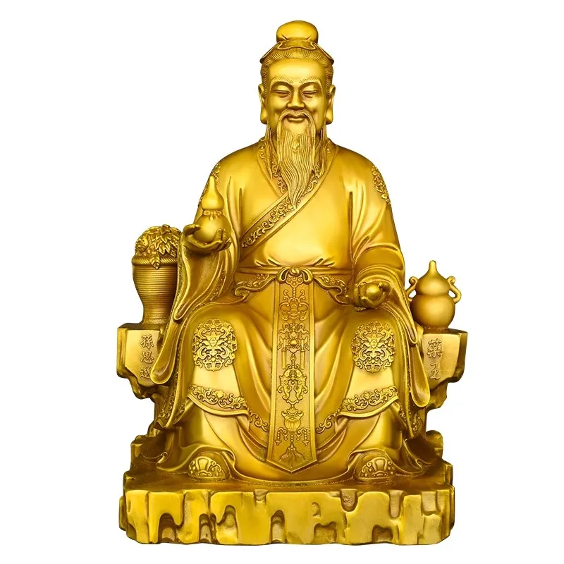 Solid Brass Sun Simiao Statue, Yaowang Ye God of Medicine Figurine, Chinese Traditional Doctor Sculpture for Decor