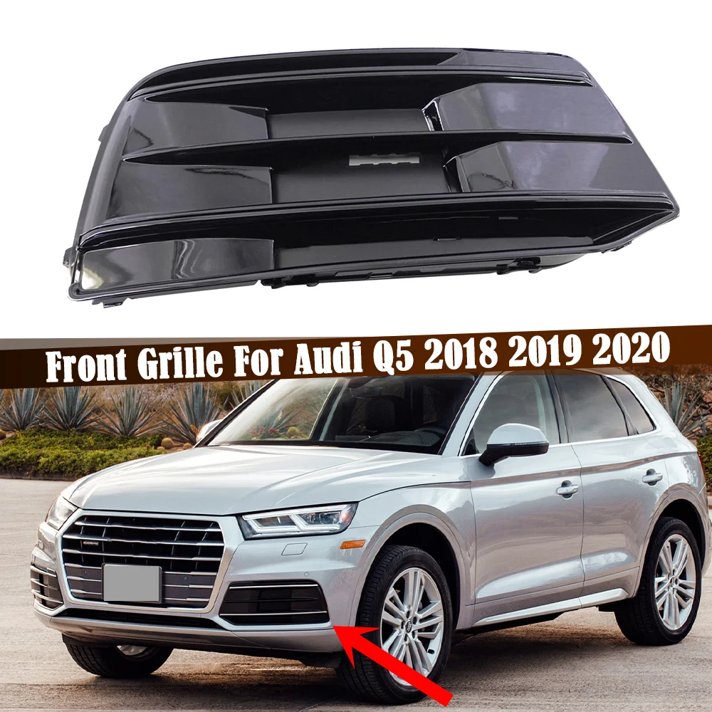 

Black Car Front Bumper Grill Fog Light Grille Grill Cover For Audi Q5 2018 2019 2020 Fog Light Lamp Grill 80D807681 80D807682